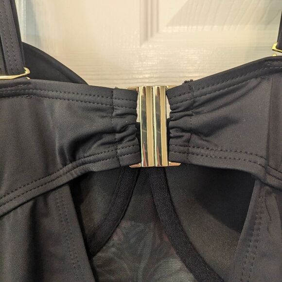 NWT Swimsuits For All Plus Sz 20 Ruched Underwire One Piece black flora Swimsuit - Picture 9 of 13